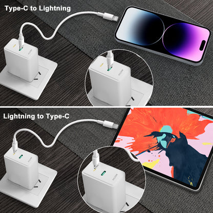 LightinX Versa Tech PD3.1 20W 2-Port Lightning USB-C Fast Charging Charger White