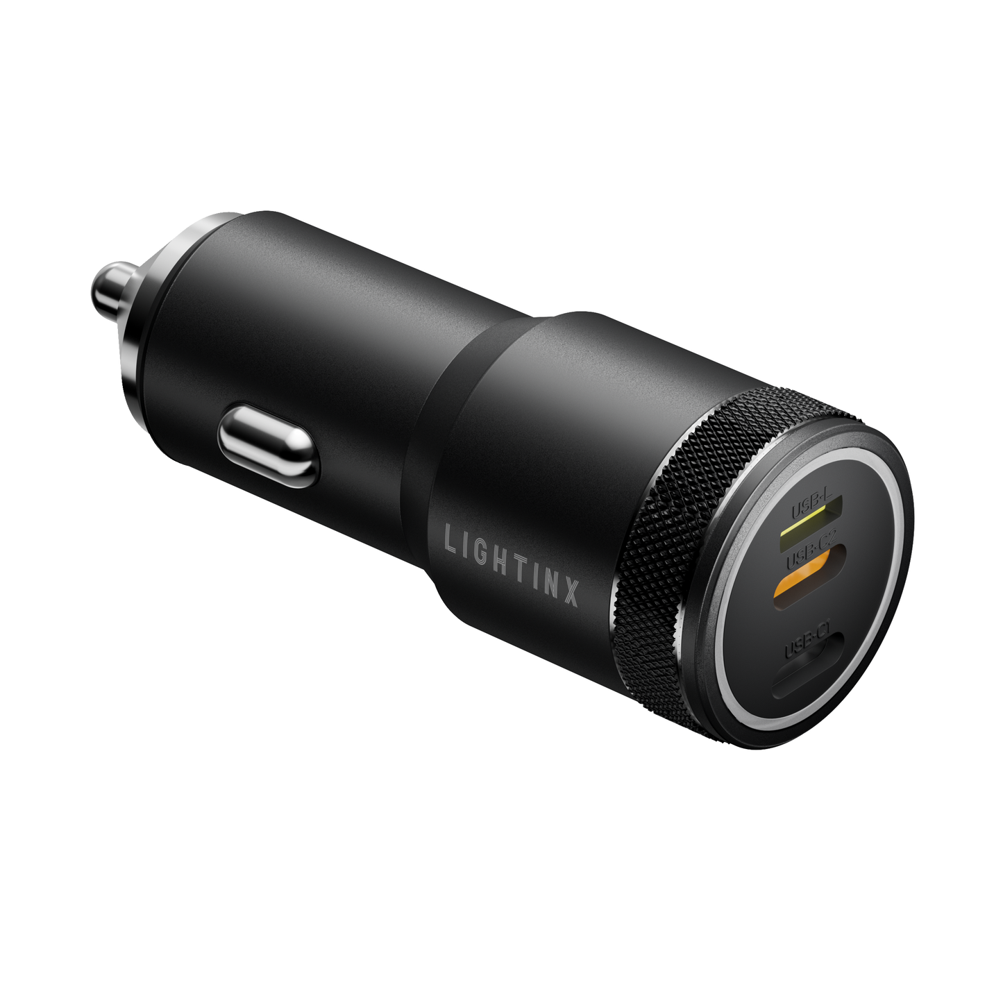 LightinX Versa Tech PD3.1 30W 3-Port Lightning USB-C Fast Charging Car Charger Black